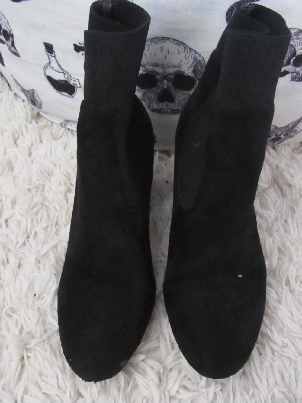 Windsor Black Sock-Style Heeled Ankle Boots